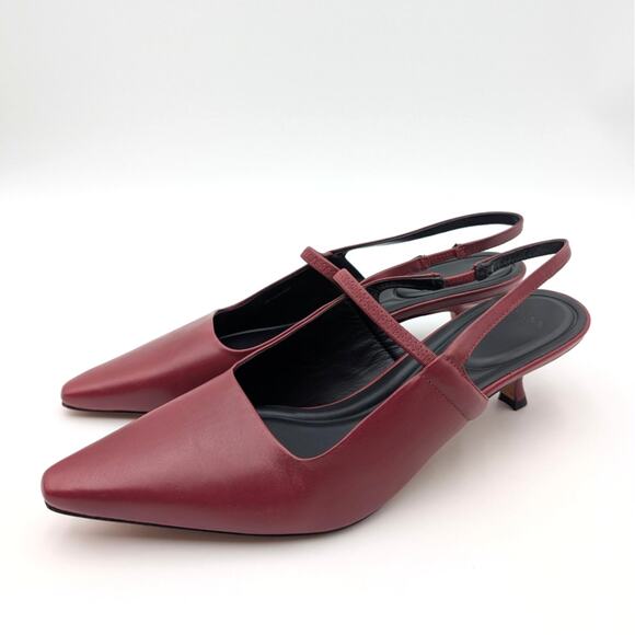 Vince Venice Slingback Kitten Heel Pumps Pointed Toe Women's Crimson US10M EU41 - Picture 1 of 12
